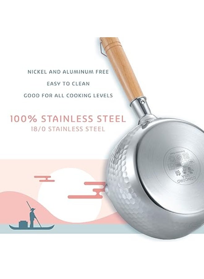 Stainless Steel Pan. Traditional Japanese Saucepan with Wood Handle. Great for Ramen, Tempura, Milk, etc - Image 5